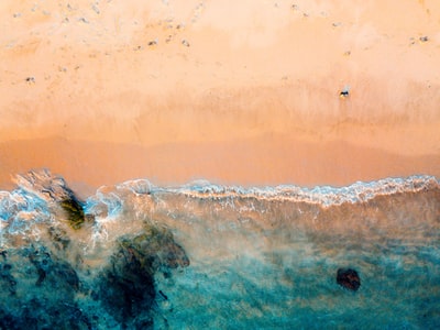 棕色沙滩上海滩和水体的无人机拍摄